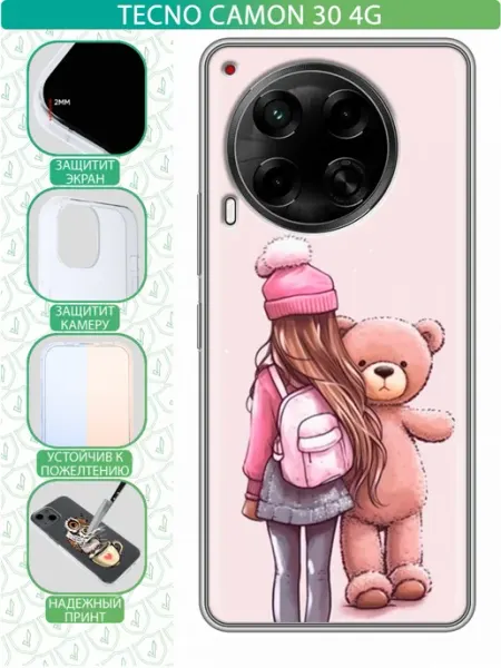 Чехол на Tecno Camon 30 4G с принтом Мишка inThisCase