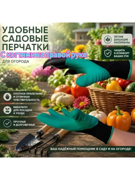 Садовые перчатки с когтями на правую руку
