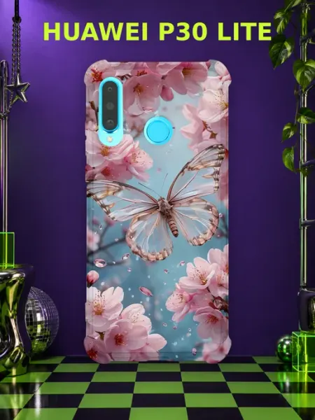 Чехол на Huawei P30 Lite сакура ретро Y2K PRINTberries