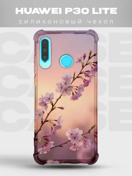 Чехол на Huawei P30 Lite сакура и горы PRINTberries