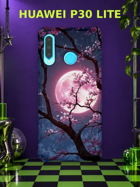 Чехол на Huawei P30 Lite сакура и пагода PRINTberries