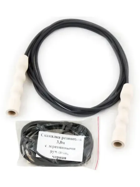 Скакалка резиновая, MR-Sk2.8, 2,8 м, деревянные ручки MADE IN RUSSIA
