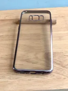 Чехол для Samsung S8 (G950F) / Чехол для Самсунг С8, НЕ желтеет, прозрачный с графитовой рамкой, плотный