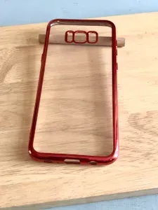 Чехол для Samsung S8 Plus / Galaxy S8+ (G955) / Чехол для Самсунг С8 Плюс, прозрачный с красной рамкой , плотный