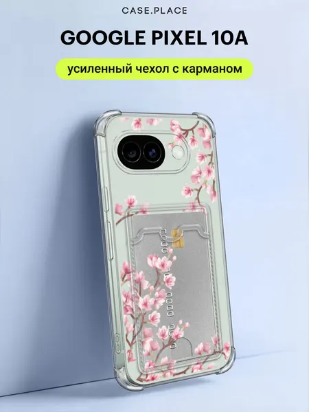Чехол на Google Pixel 10A (Гугл Пиксель 10А) с картой и принтом Весенняя сакура