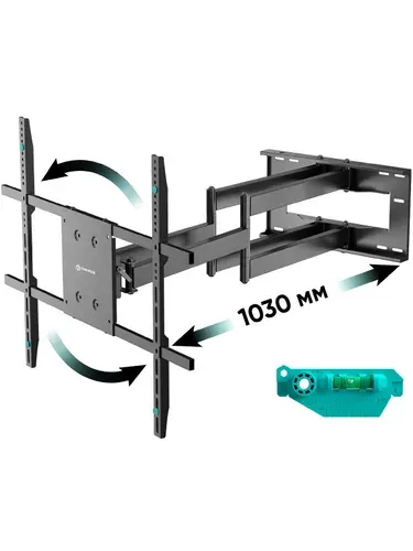 ONKRON кронштейн для телевизора настенный 42"-110" наклонно-поворотный, чёрный M8L / крепление для телевизора на стену до 100 кг