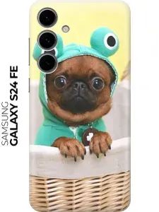 Силиконовый чехол на Samsung Galaxy S24 FE с принтом "Собака в смешной шапке"
