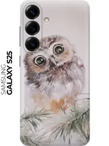 Силиконовый чехол на Samsung Galaxy S25 с принтом "Совенок"
