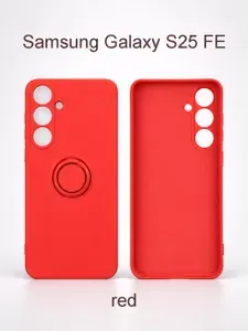 Силиконовый чехол для Samsung Galaxy S25 FE, с кольцом, Soft Touch, красный