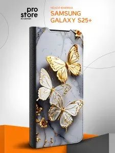 Чехол на Samsung Galaxy S25+ / Самсунг Галакси С25+ с рисунком Бабочки на мраморе