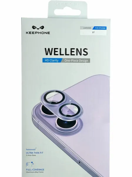 Защитные Линзы KEEPHONE WELLENS на всю камеру для телефона iPhone 17, PREMIUM camera lens, цвет Lavender (лавандовые/сиреневые)