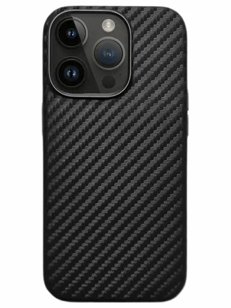 Чехол на iPhone 14 Pro Max, MAG NOBLE карбоновый c поддержкой беспроводной зарядки, черный