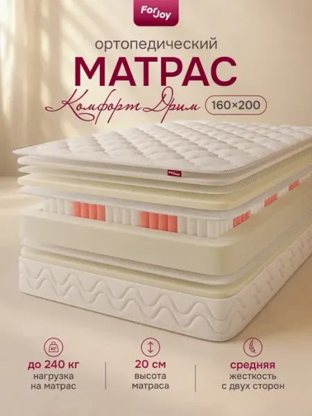 Матрас 160х200 Комфорт Дрим пружинный ортопедический ForJoy