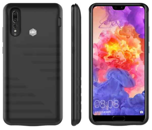 Чехол-бампер MyPads для Huawei P20 Lite / Nova 3e с мощным аккумулятором с большой повышенной расширенной емкостью 6800mAh черный