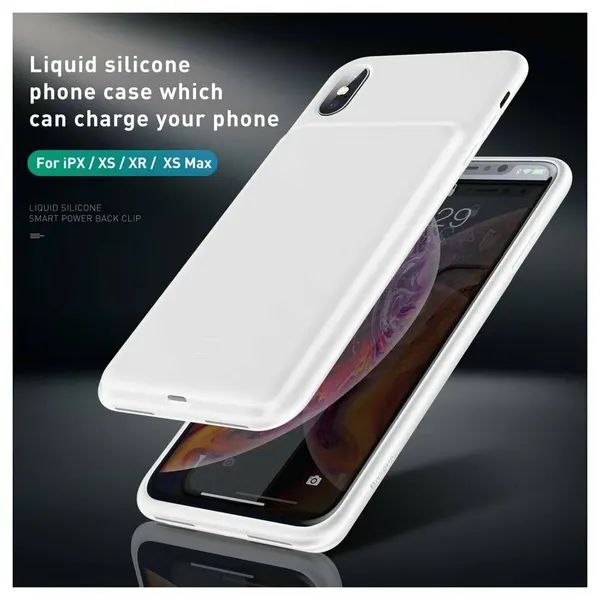 Чехол c аккумулятором для iPhone XS Max, Baseus Liquid Silica Gel Smart Power 4200mAh, Белый