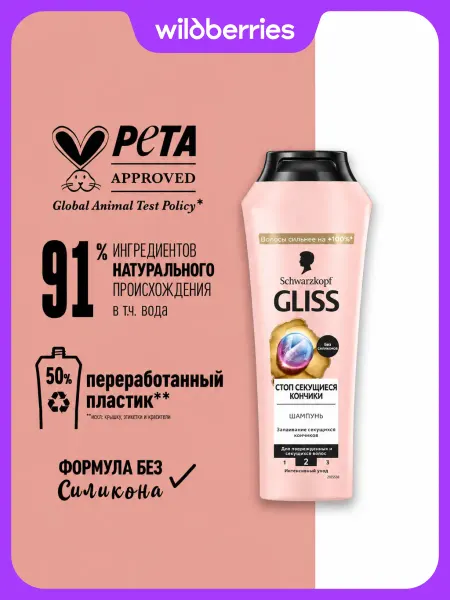 Gliss kur Шампунь для волос женский Стоп Секущиеся Кончики, 250 мл