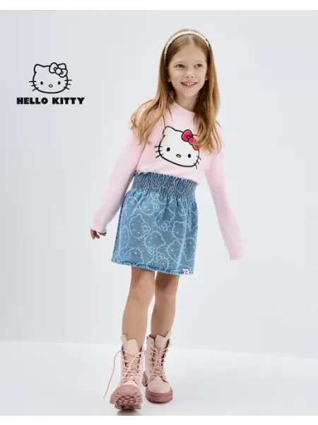 Gloria jeans Джинсовая юбка-трапеция с принтом Hello Kitty