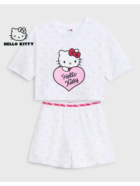 Gloria jeans Белая пижама с футболкой и шортами Hello Kitty