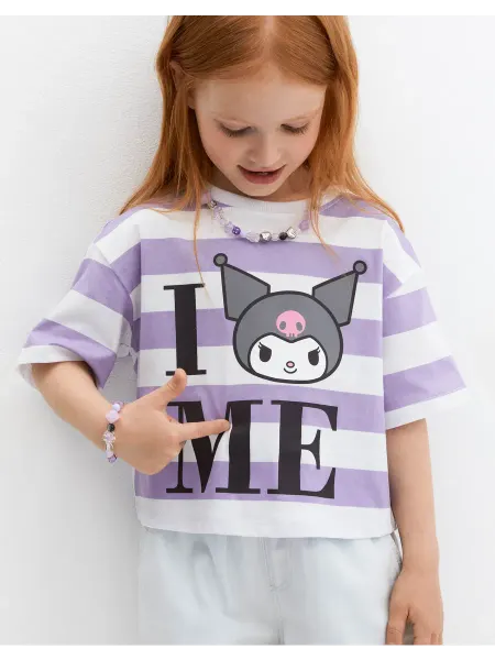 Gloria jeans Укороченная футболка в полоску с принтом Hello Kitty