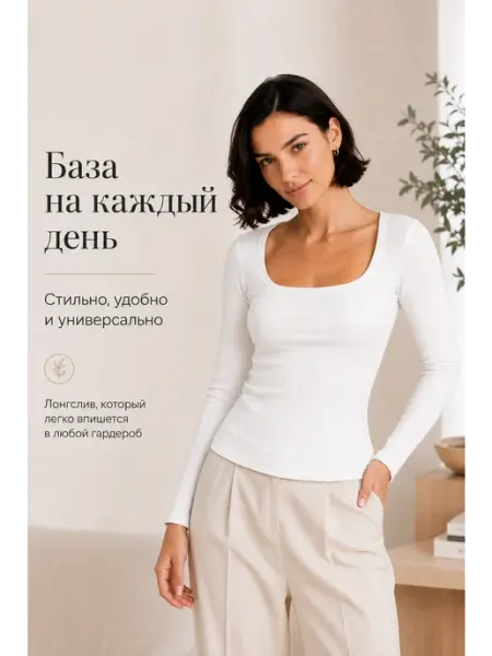 GLOY WEAR Кофта с вырезом на груди лонгслив облегающий в рубчик