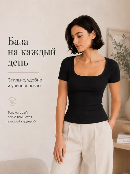 GLOY WEAR Кроп топ удлиненный с вырезом с коротким рукавом