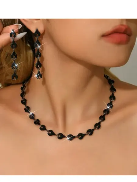 Goods with love Комплект колье,серьги,браслет с акцентом с кристаллами
