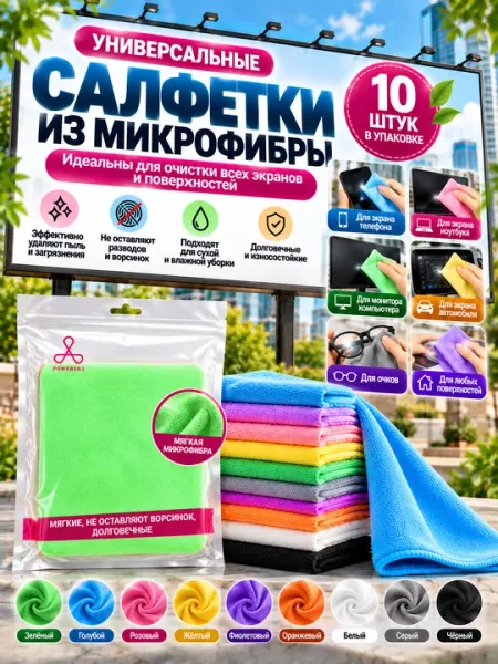Салфетка из микрофибры, салфетка для экранов, ноутбуков, телефонов, очков, универсальная - Салфетки, спреи для очков