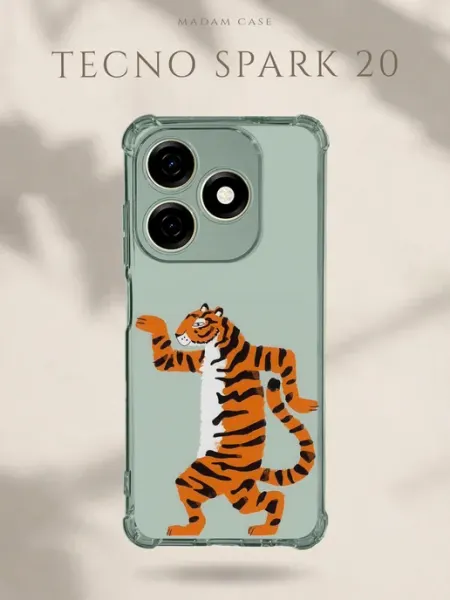 Чехол на Tecno Spark 20 Смешной тигр Madam Case