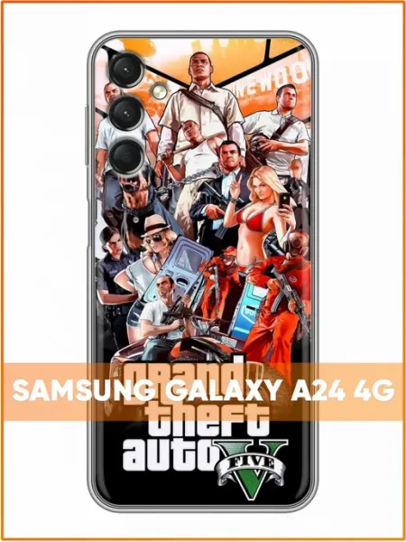Чехол на Samsung Galaxy A24 4G с принтом ГТА 5 Case Face