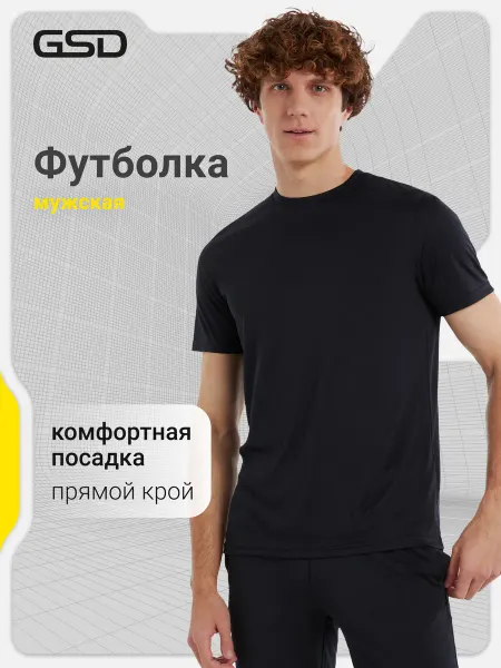 GSD Футболка спортивная мужская прямого кроя черная