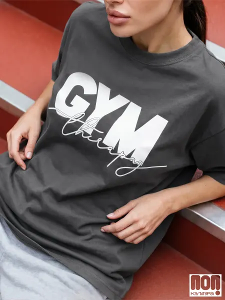 ПОП КУЛЬТУРА Футболка oversize с принтом GYM