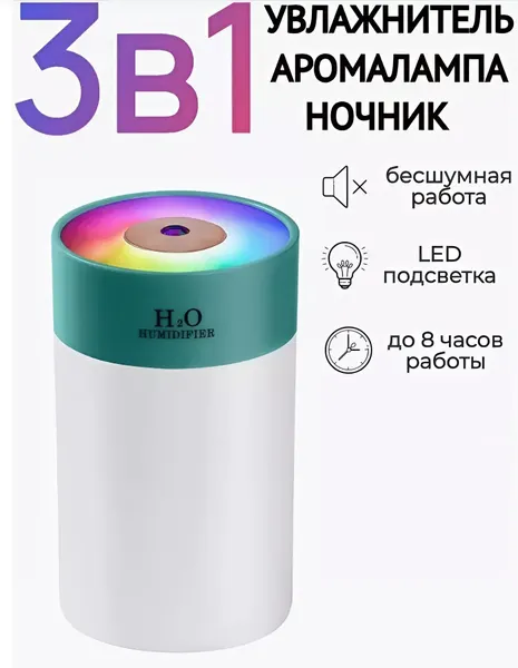 Увлажнитель воздуха H2O, с подсветкой, 250 мл