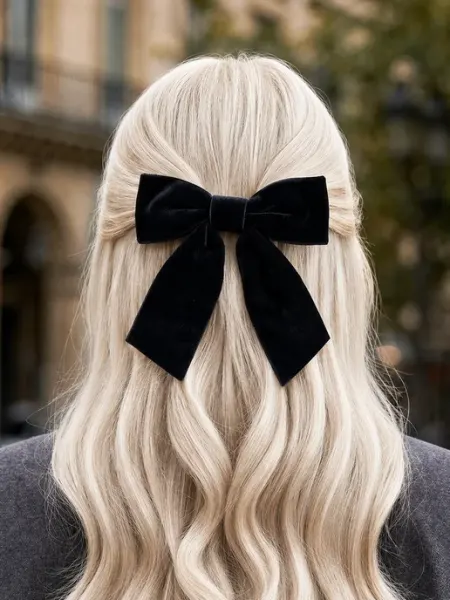 HairBee Красный бархатный бант для волос на заколке