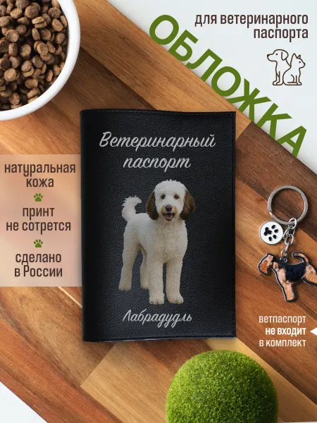 Russian.Handmade Обложка на ветеринарный паспорт для собак Лабрадудль
