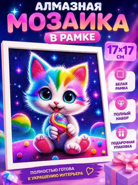HAPPY_LOVE Алмазная мозаика детская Котик набор