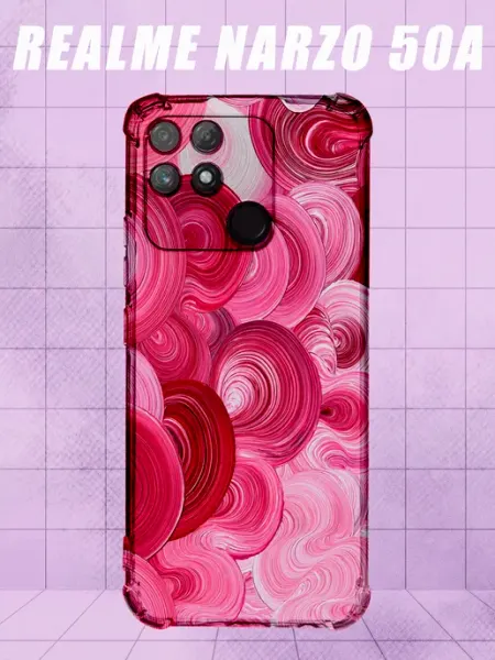 Чехол на Realme Narzo 50A с принтом розовая абстракция PRINTberries