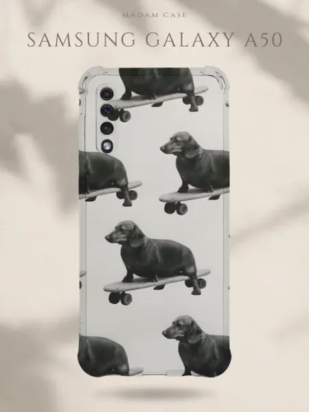 Чехол на Samsung A50 Таксы на скейте Madam Case