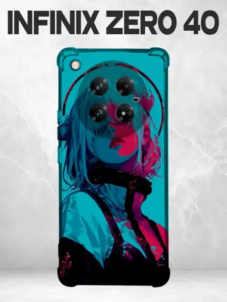 Чехол на Infinix Zero 40 с принтом Бирюзово-красный аниме по PRINTberries
