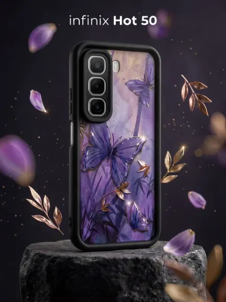 Чехол с высокими бортами и принтом на Infinix Hot 50 ЧЕХОЛБЕРИ