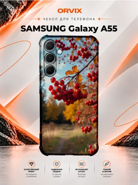 Чехол на Samsung Galaxy A55 с принтом рябина PRINTberries