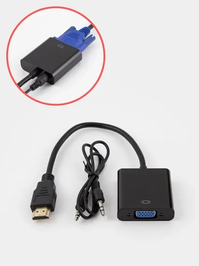 Кабель переходник адаптер с аудио для ПК, Ноутбук VGA на HDMI