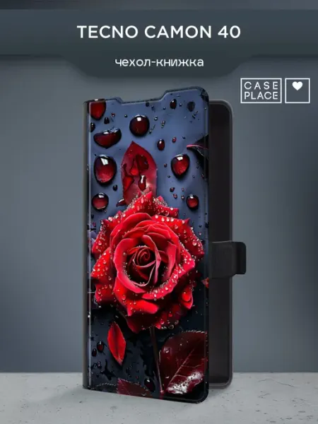 Чехол-книжка на Camon 40 с розами TECNO