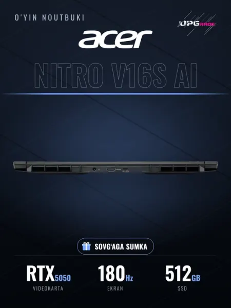 Ноутбук игровой Acer Nitro V16S AI 16" WUXGA 180 Гц, Ryzen 7 260, RTX 5050 - 16/512 ГБ - Игровые ноутбуки