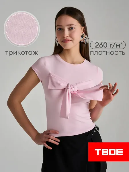ТВОЕ Футболка облегающая с бантом