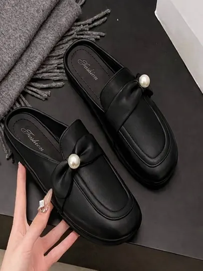 Черные женские тапочки, украшенные камнями, с мягкой подошвой