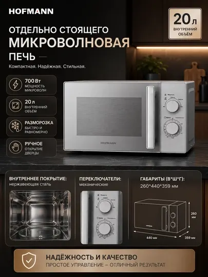 Микроволновая печь HOFMANN HMW720SS/HF