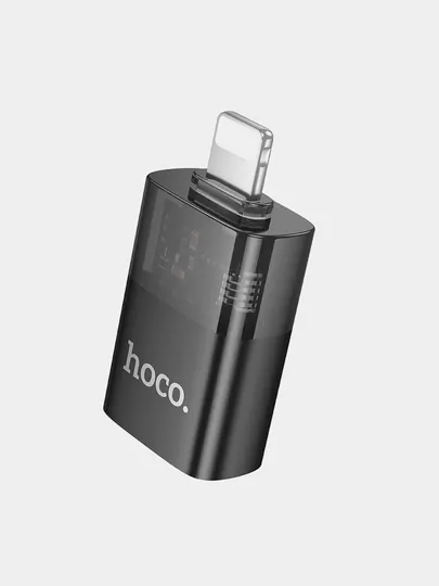 Адаптер Hoco UA36, Lightning штекер на USB гнездо, OTG, прозрачный, индикатор, для iPhone