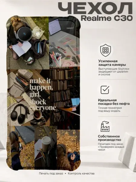 Чехол на Realme C30 с принтом эстетичный коллаж PRINTberries