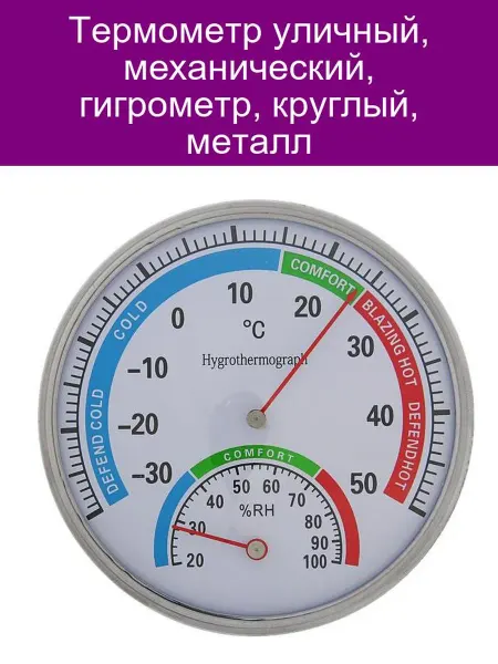 Luazon Home Термометр уличный, механический, гигрометр, круглый, металл