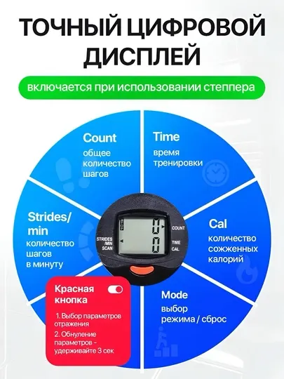 Степпер поворотный тренажер Homex, для ног и ягодиц, с эспандерами для дома